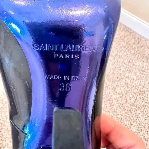 Saint Laurent YSL Limited Opyum 110 Patent Heels Blue Black 36 Authentic - Picture 9 of 13
